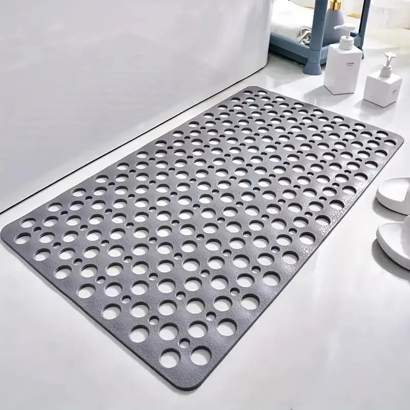 Suction Cup Bath Mat with Textured Grip and Drainage Holes, Machine Washable