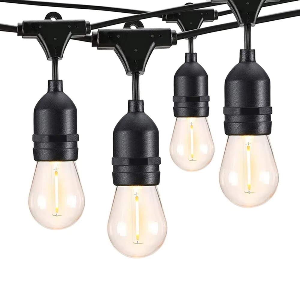 Waterproof LED String Lights with Edison Bulbs and Warm Glow, 20ft Outdoor