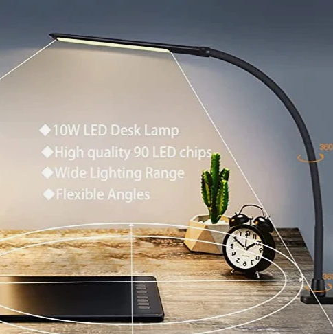 LED Desk Lamp with Clamp, Flexible Gooseneck and 3 Light Modes