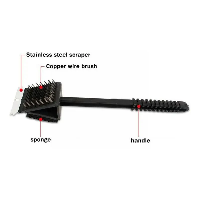 3-in-1 BBQ Cleaning Tool with Scraper & Brush, Durable Cleaning for Grills