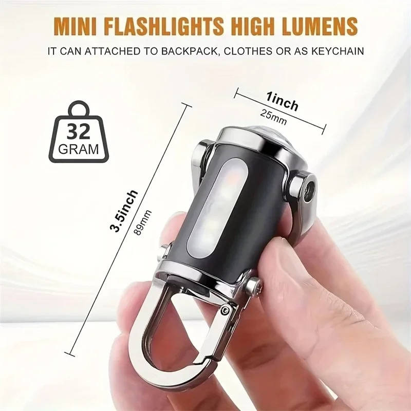 Portable Keychain Light with COB Flood and LED, 6 Brightness Modes