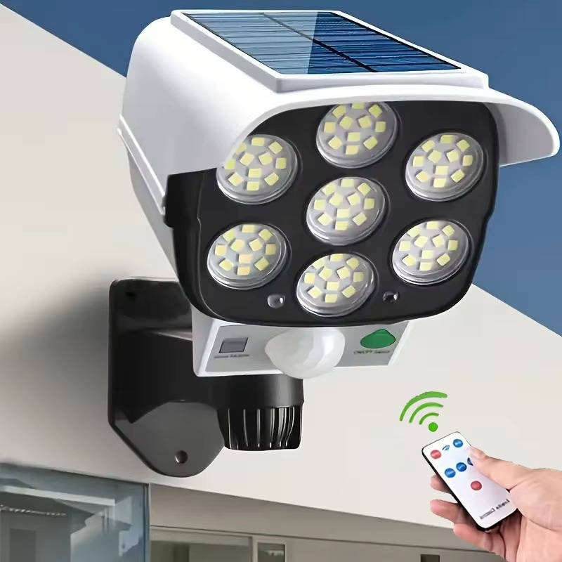 Solar Motion Sensor Floodlight with 77 LED Bulbs and 360-Degree Rotation, IP65 Waterproof