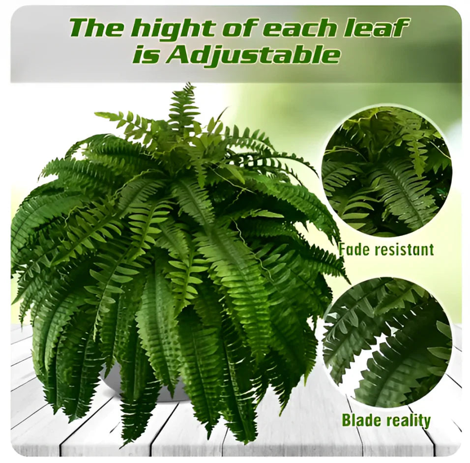 Artificial Boston Fern with 18 Branches and UV Resistant Material, 27.5in Wide