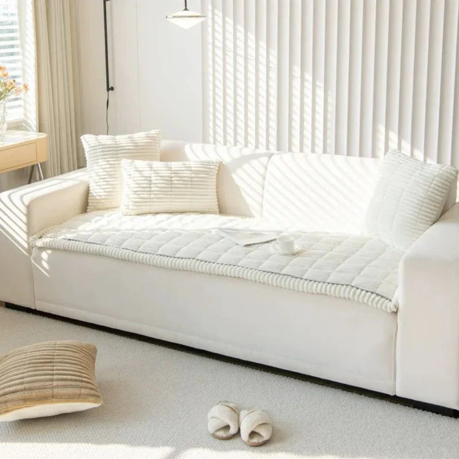 Polyester Sofa Slipcover with Textured Grip Backing and Machine Washable Fabric