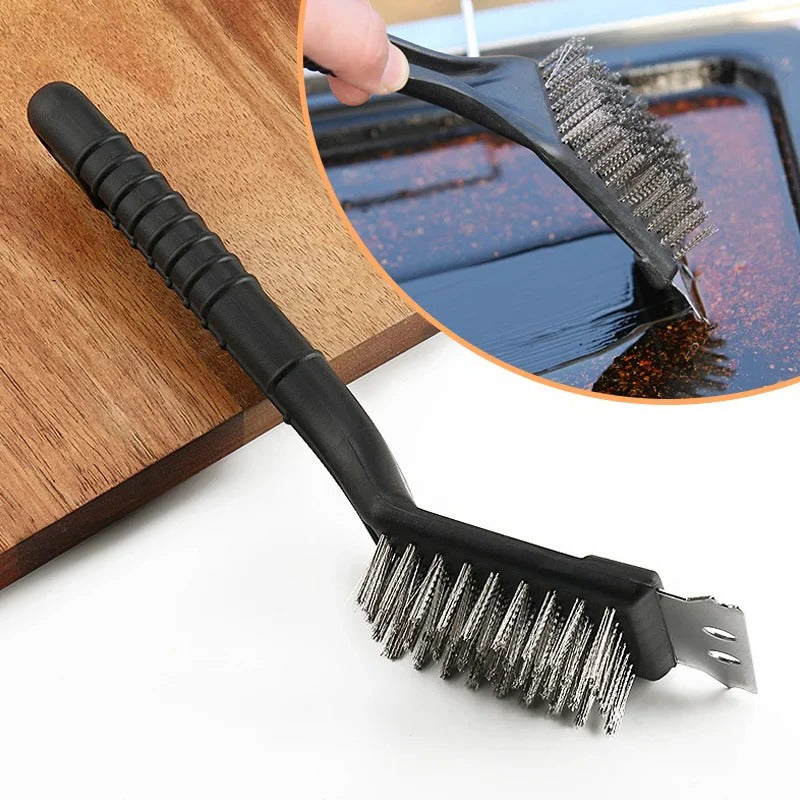 Stainless Steel Wire Bristles Barbecue Grill Cleaning Brush