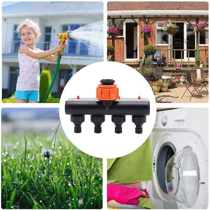 4-Way Garden Hose Splitter with Valves