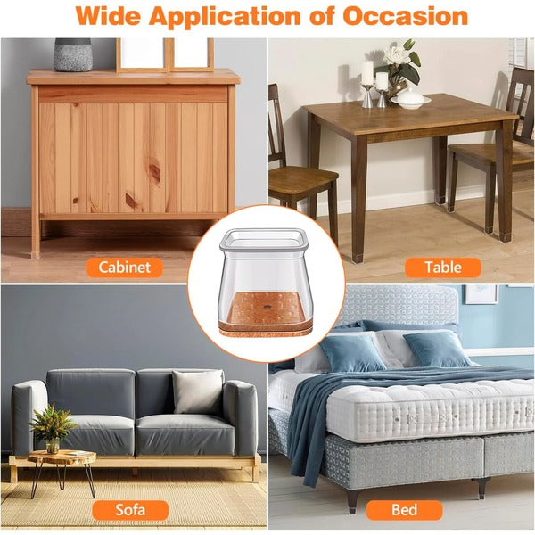 Square Chair Leg Protectors for Hardwood Floors, 24-Piece Set with Noise Reduction
