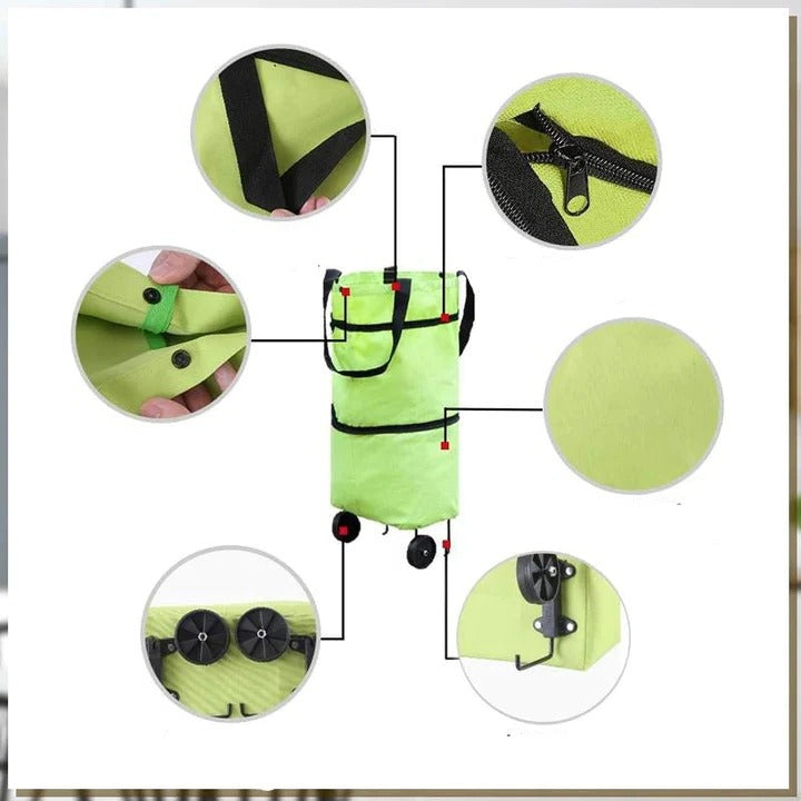 Rolling Foldable Grocery Bag with Extendable Handle