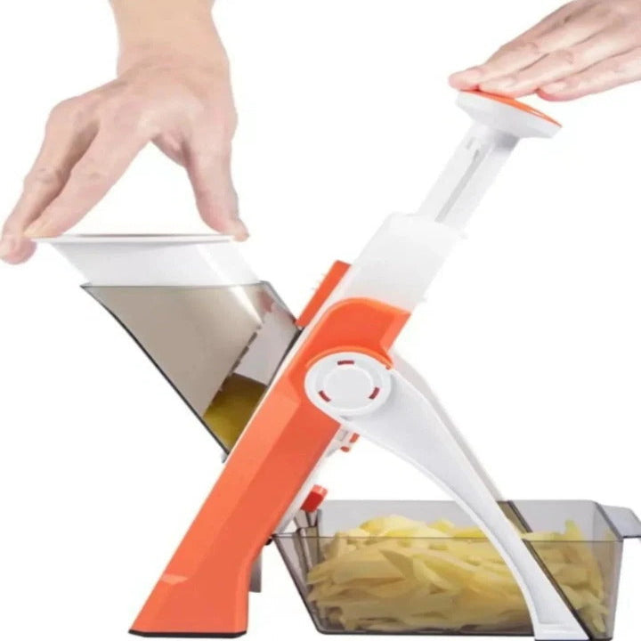 5-in-1 Vegetable Cutter with Interchangeable Blades and Tray