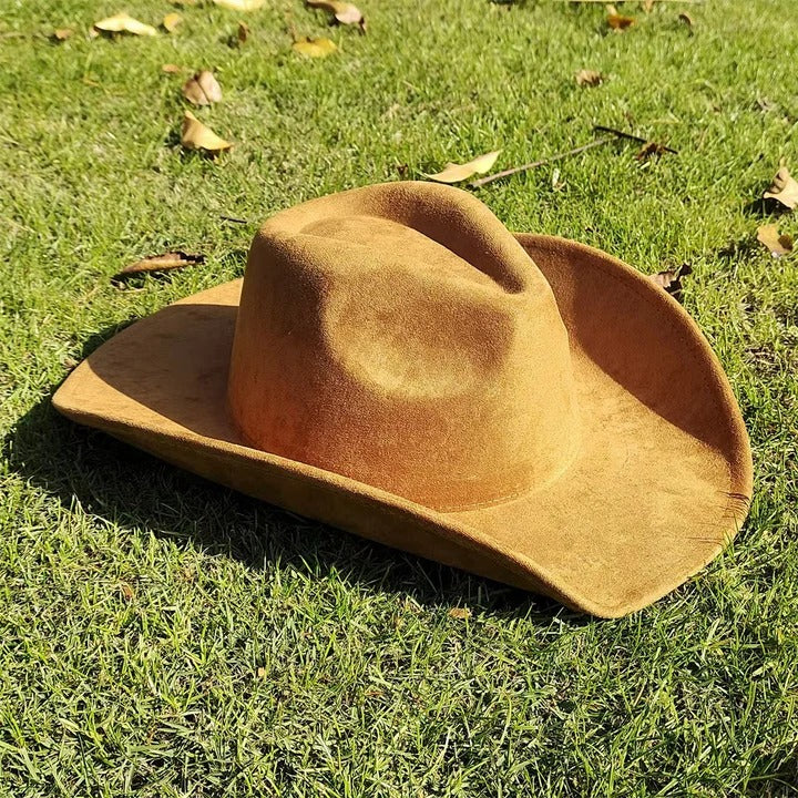 Vintage Suede Cowboy Fedora Hat for Outdoor Wear