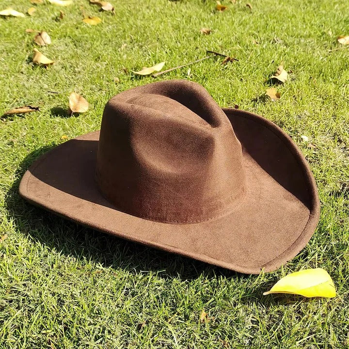 Vintage Suede Cowboy Fedora Hat for Outdoor Wear