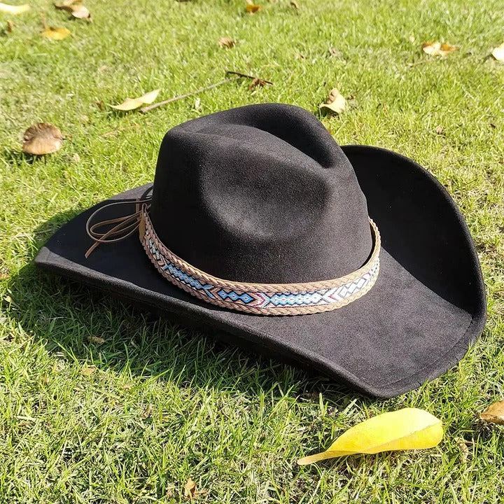 Vintage Suede Cowboy Fedora Hat for Outdoor Wear