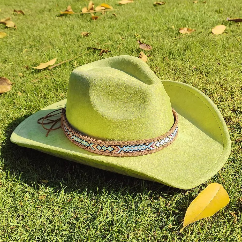 Vintage Suede Cowboy Fedora Hat for Outdoor Wear