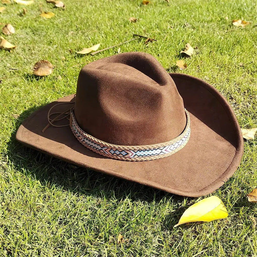 Vintage Suede Cowboy Fedora Hat for Outdoor Wear