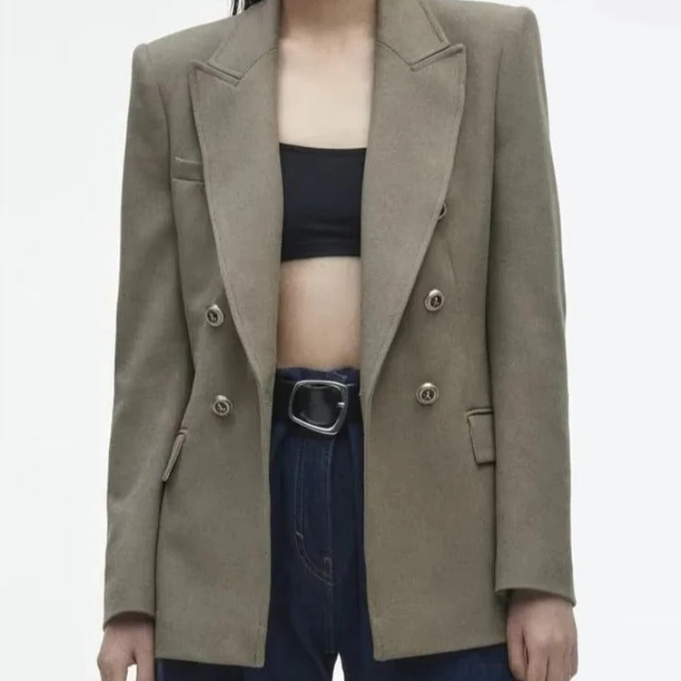 Elegant Women’s V-Neck Blazer with Fitted Silhouette