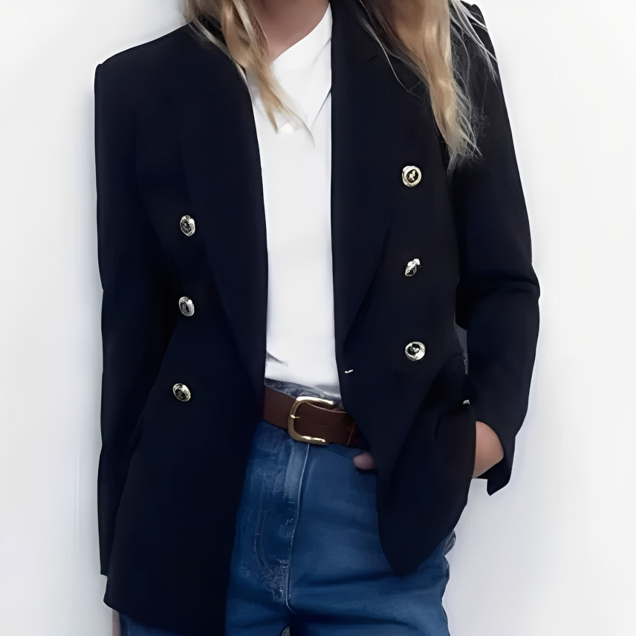 Elegant Women’s V-Neck Blazer with Fitted Silhouette