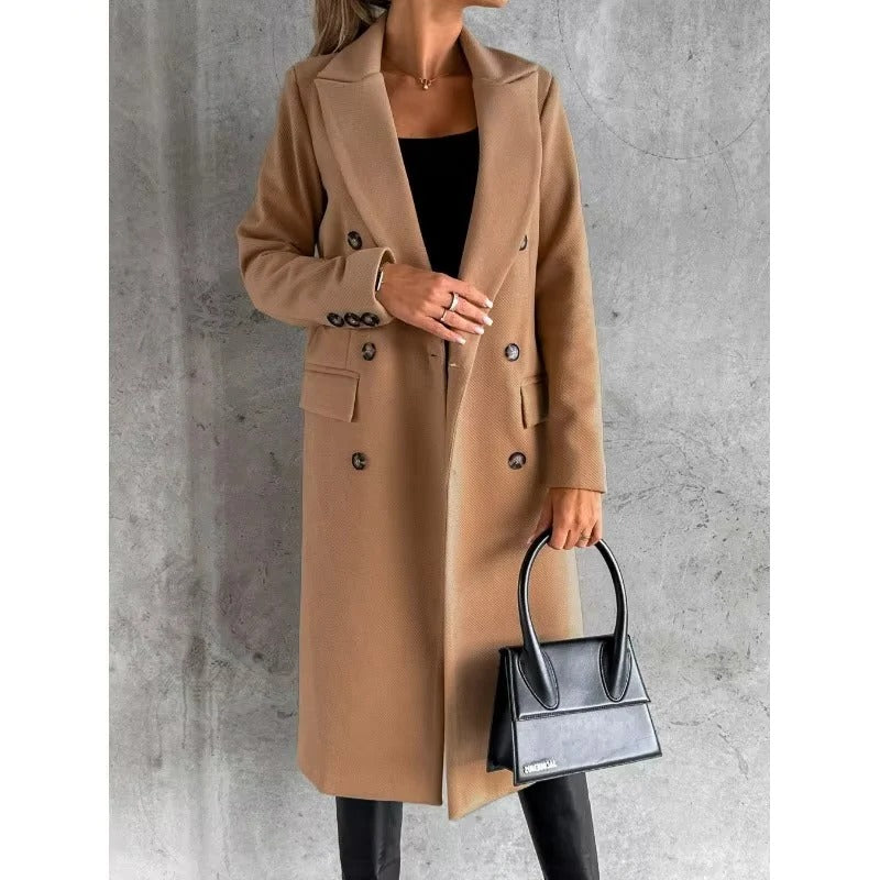 Classic Double-Breasted Coat for Women