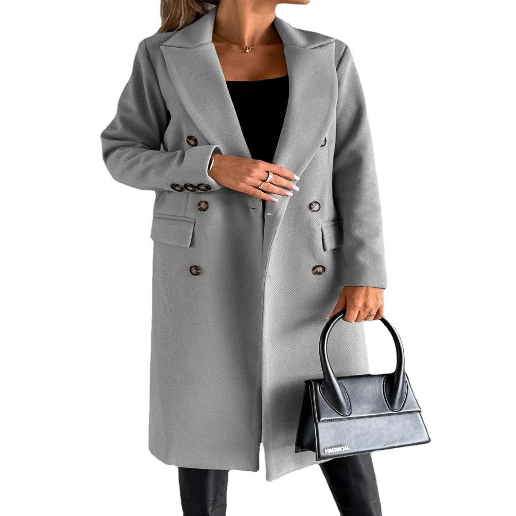 Classic Double-Breasted Coat for Women