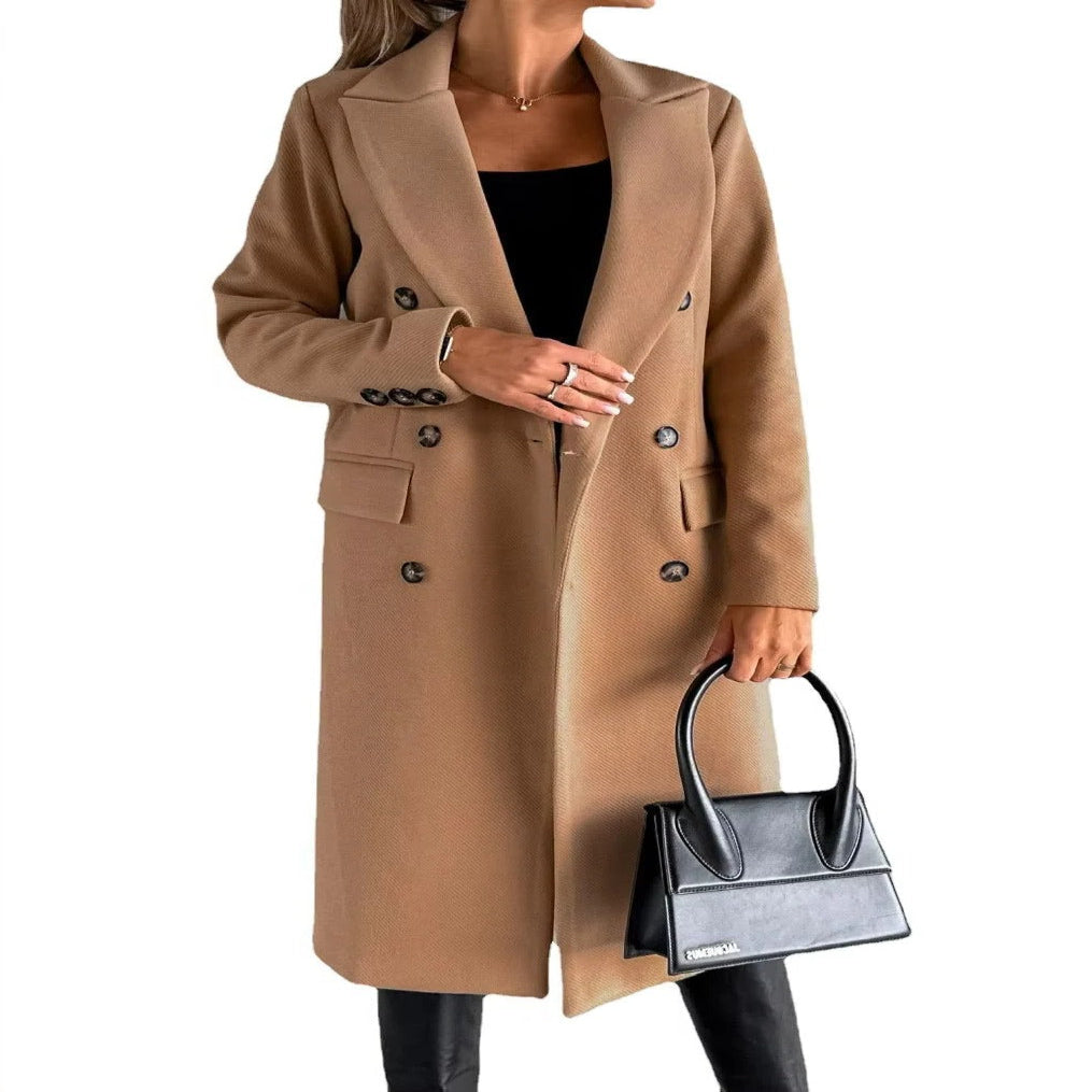 Classic Double-Breasted Coat for Women