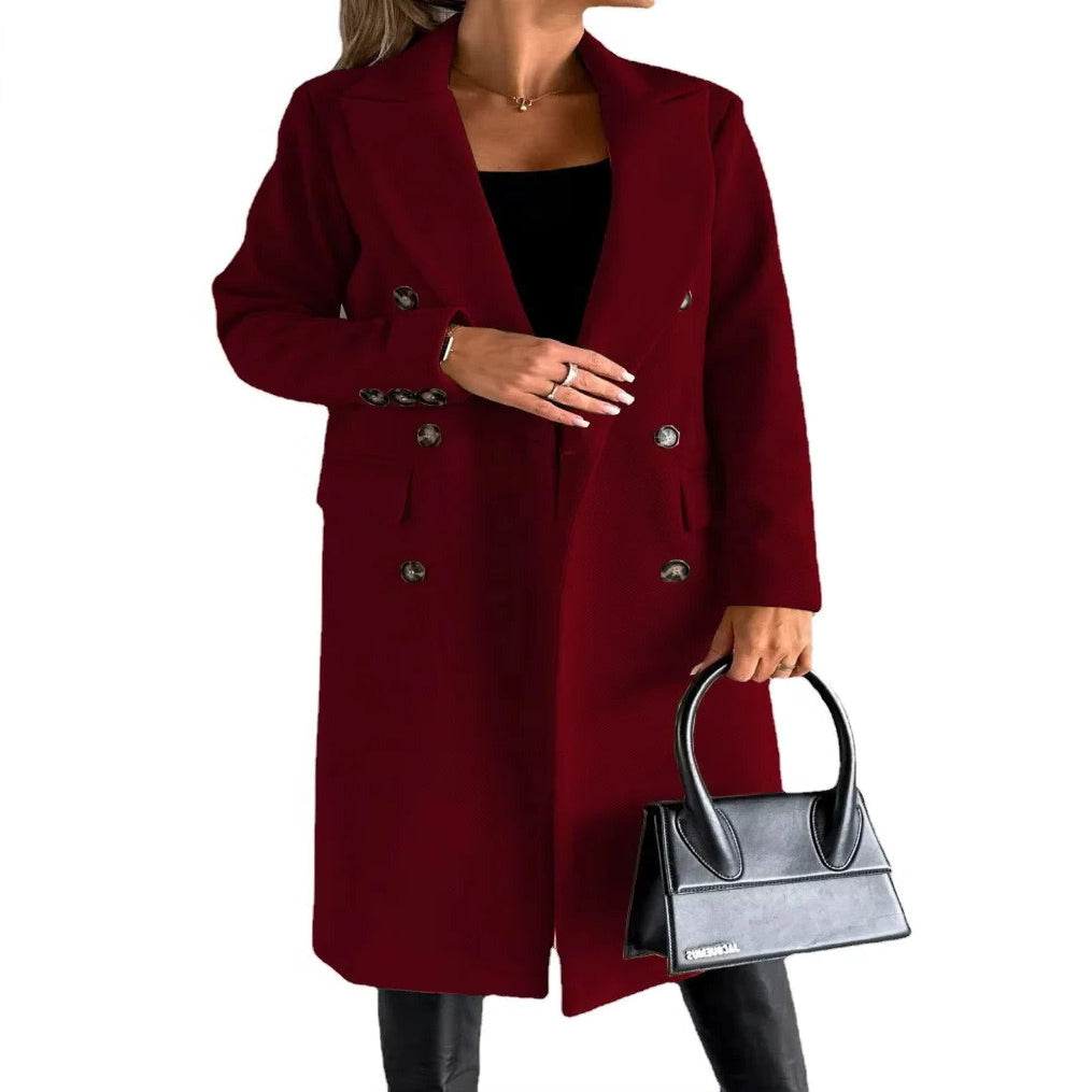Classic Double-Breasted Coat for Women