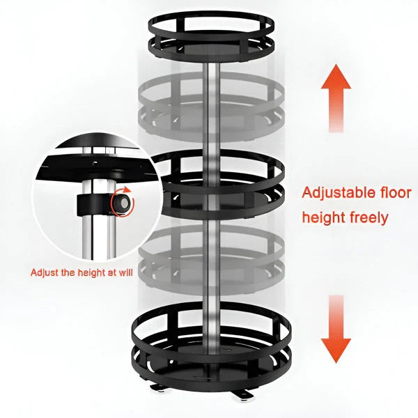 3-Tier Turntable Storage Rack – Metal Construction