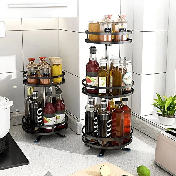 3-Tier Turntable Storage Rack – Metal Construction