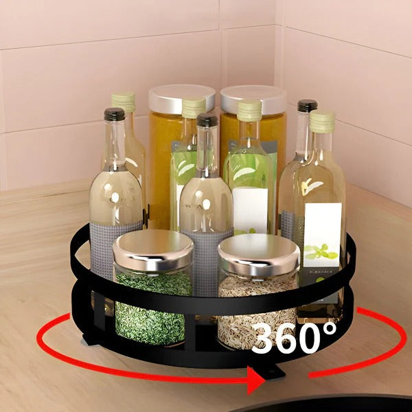 3-Tier Turntable Storage Rack – Metal Construction