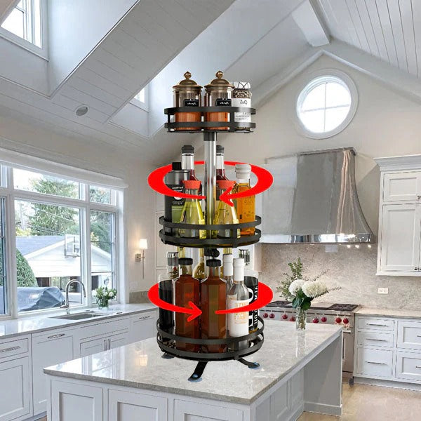 3-Tier Turntable Storage Rack – Metal Construction