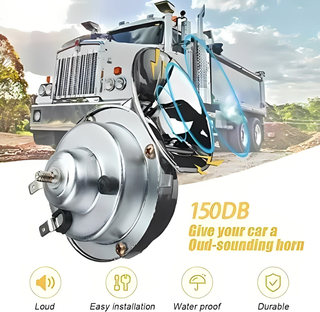 Universal 12V Truck Horn, Compact Loud Design