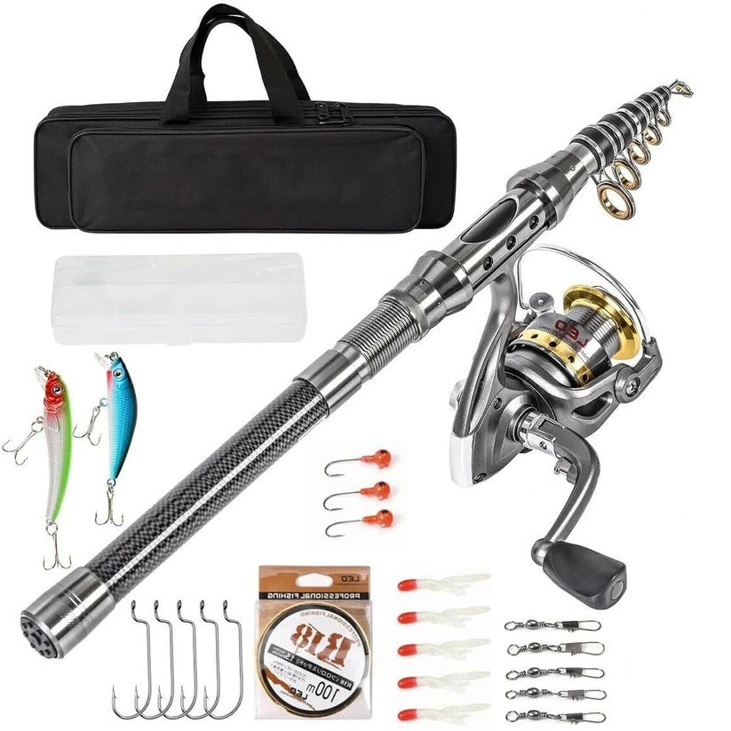 Telescopic Fishing Rod Combo with Spinning Reel and Protective Bag, 5.9ft