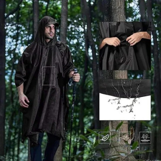 Lightweight Packable Rain Poncho for Outdoor Use