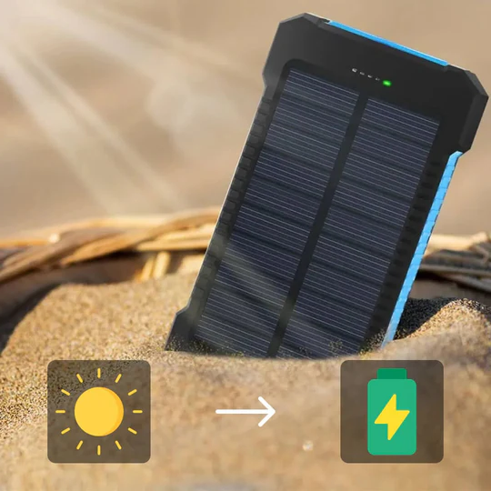 Solar Power Bank, Dual USB Portable Water-Resistant Charger