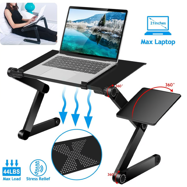 Adjustable Laptop Stand with 360 Degree Rotation and Detachable Mouse Pad