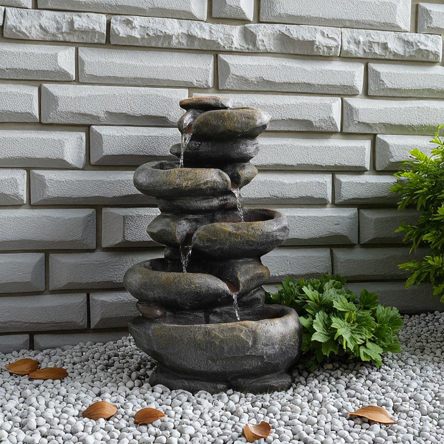 Calo Fountain with LED Lights, Grey
