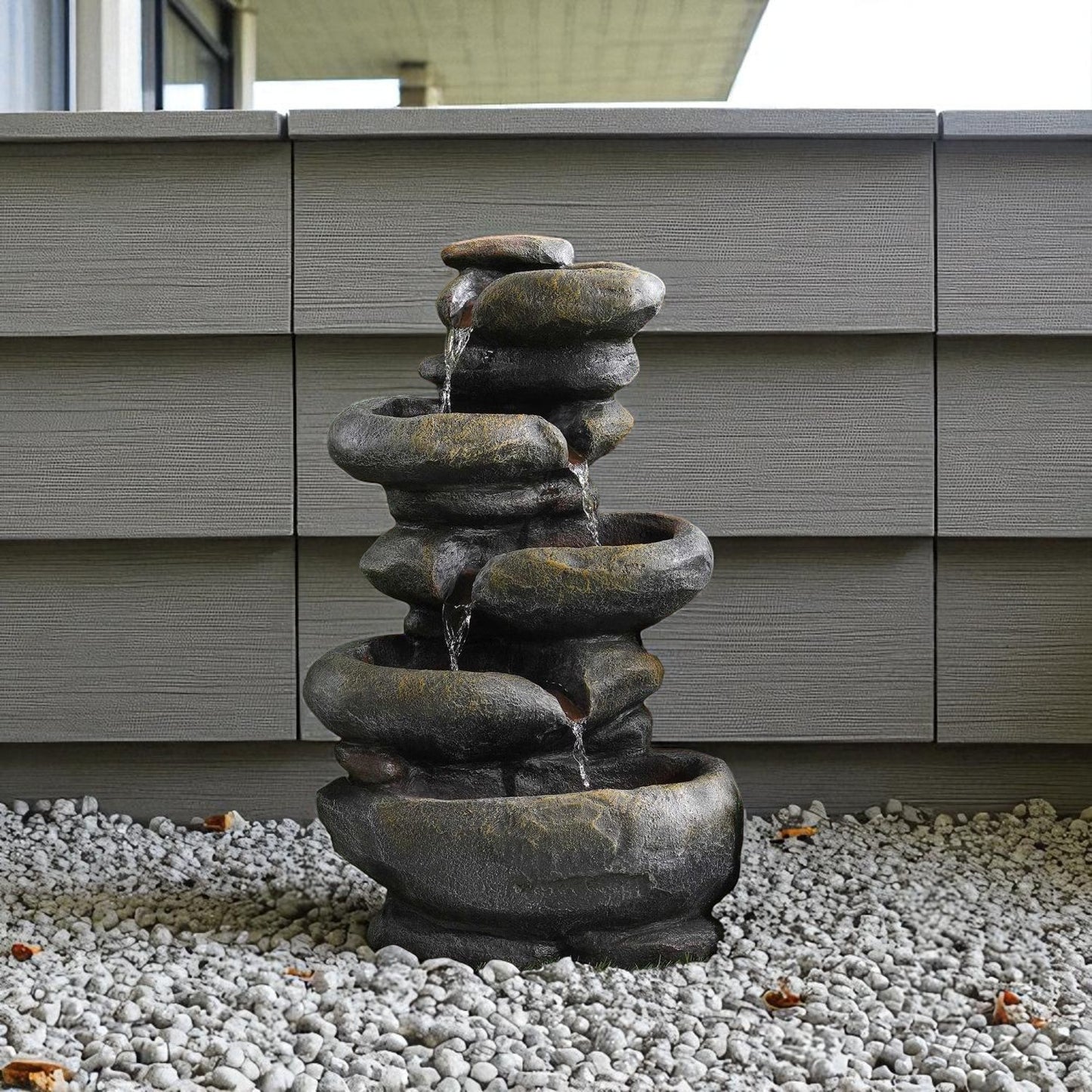 Calo Fountain with LED Lights, Grey