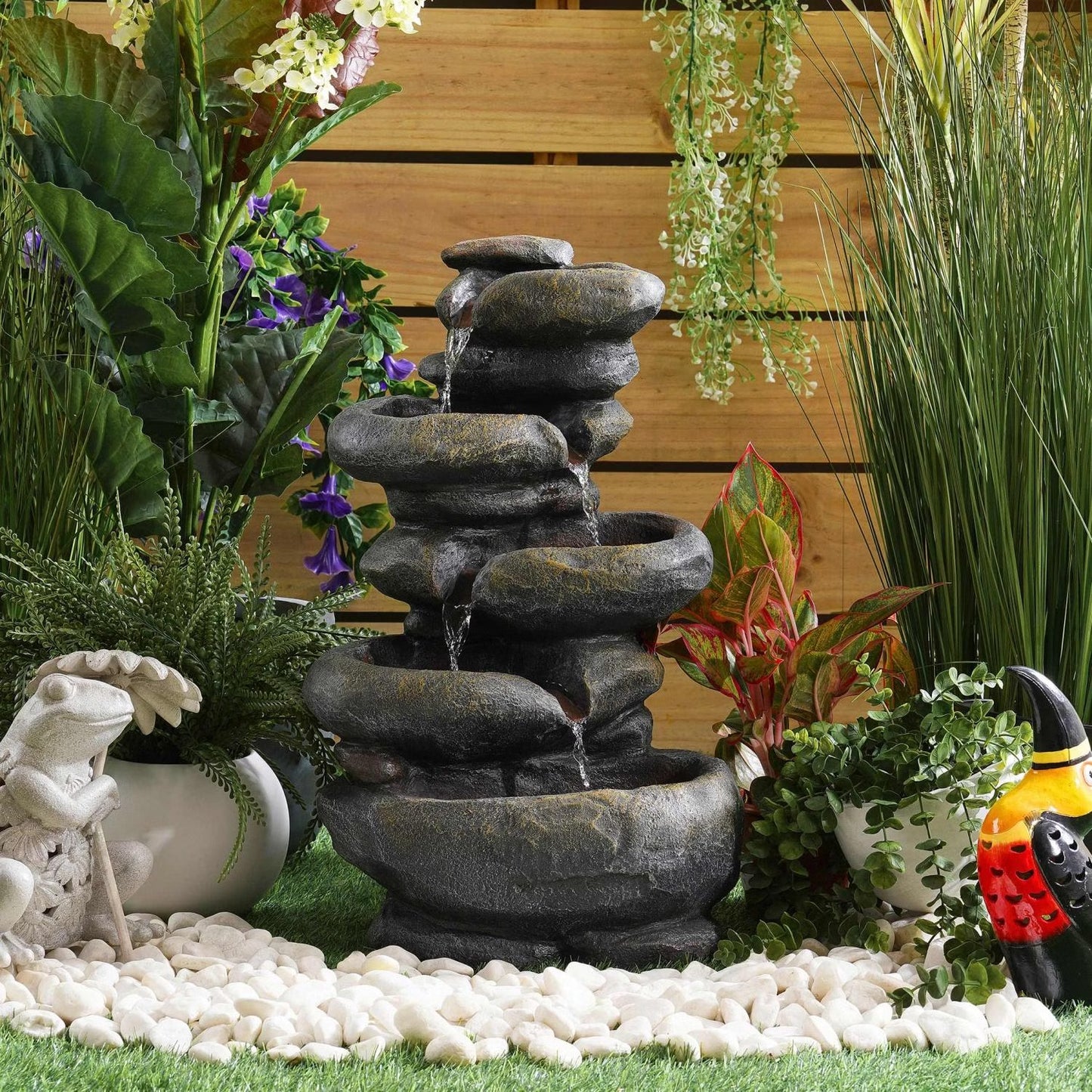 Calo Fountain with LED Lights, Grey