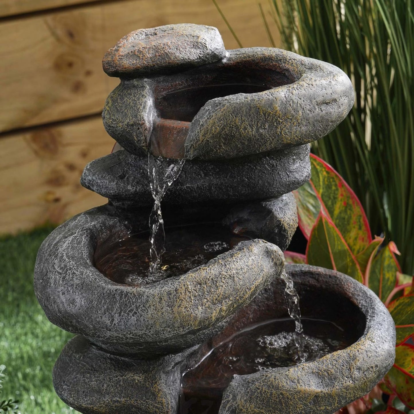 Calo Fountain with LED Lights, Grey