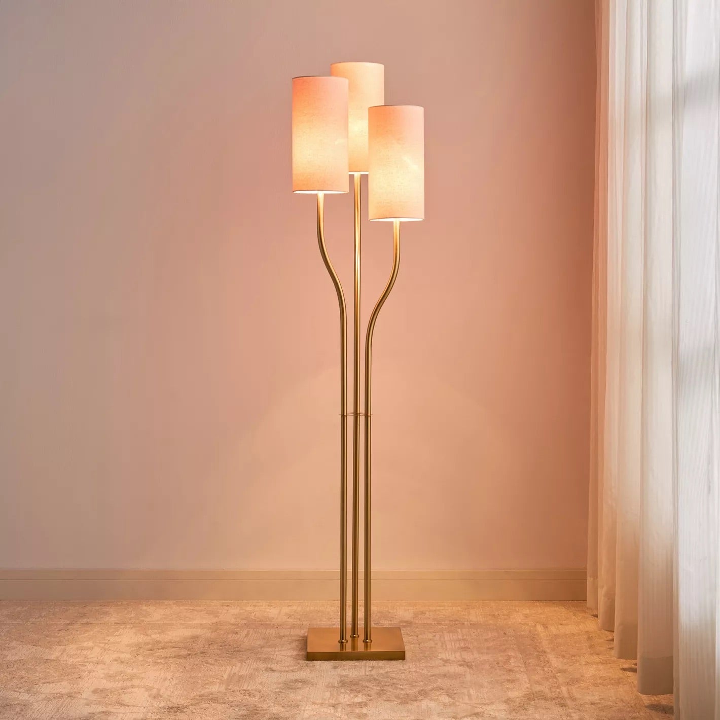 Druva Golden Metal Floor Lamp, 172cm