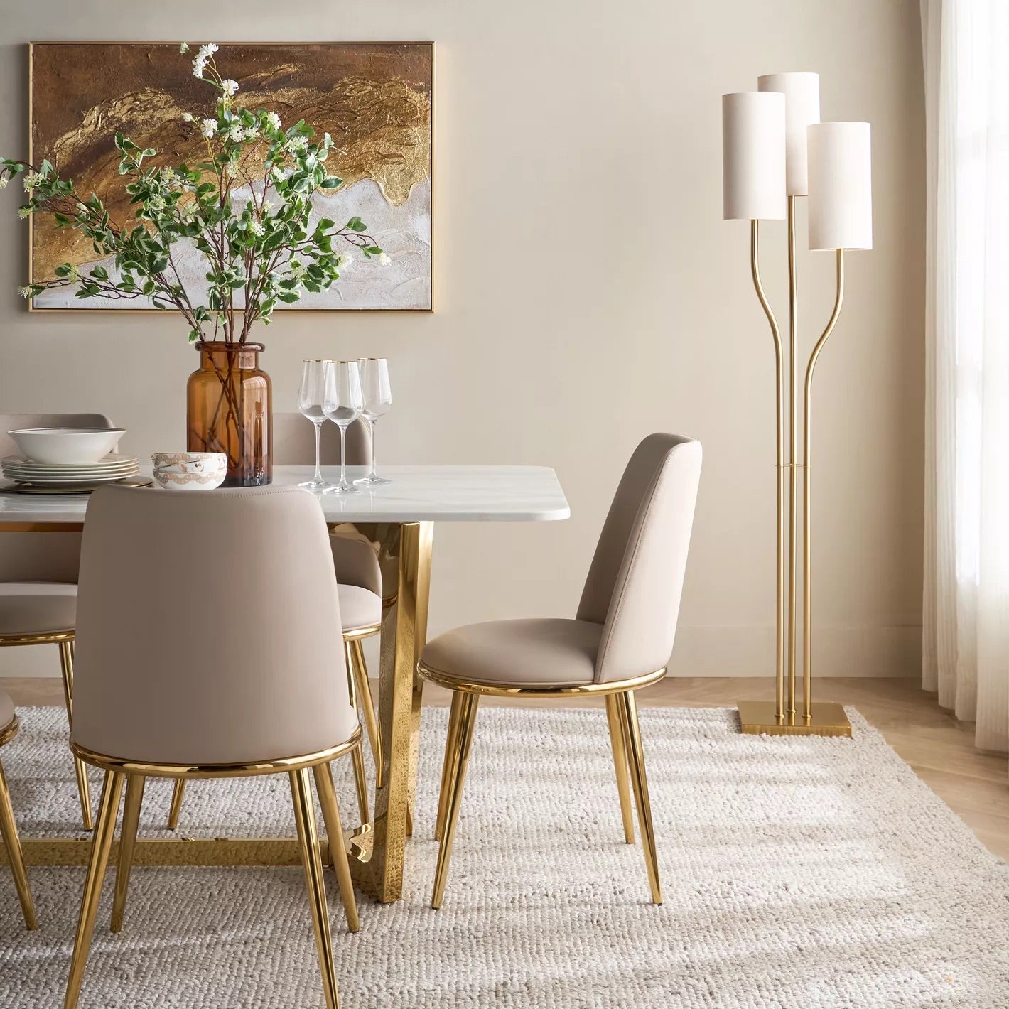 Druva Golden Metal Floor Lamp, 172cm