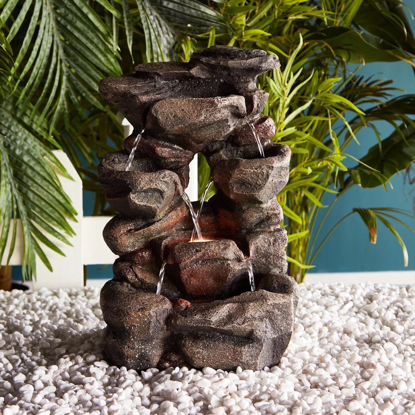 Mizari Mini Stone Water Fountain with LED Lights