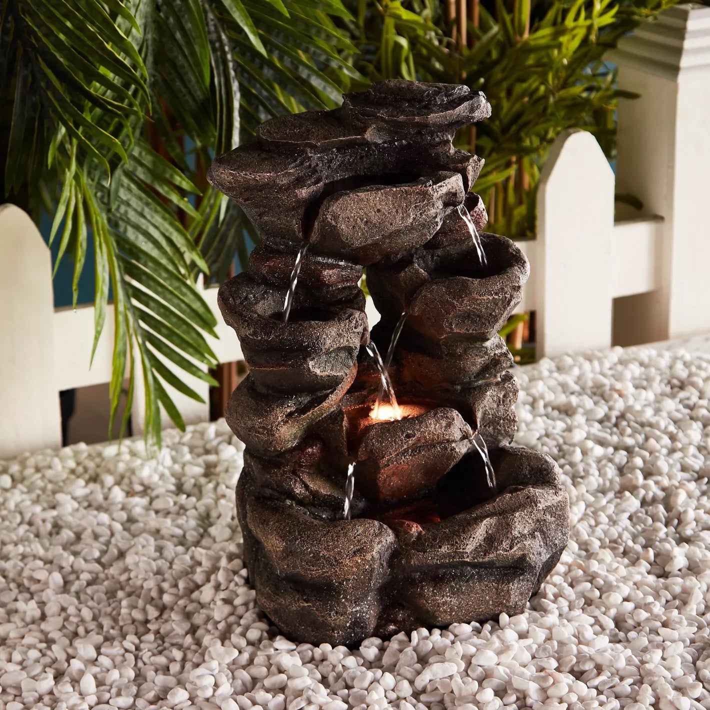 Mizari Mini Stone Water Fountain with LED Lights