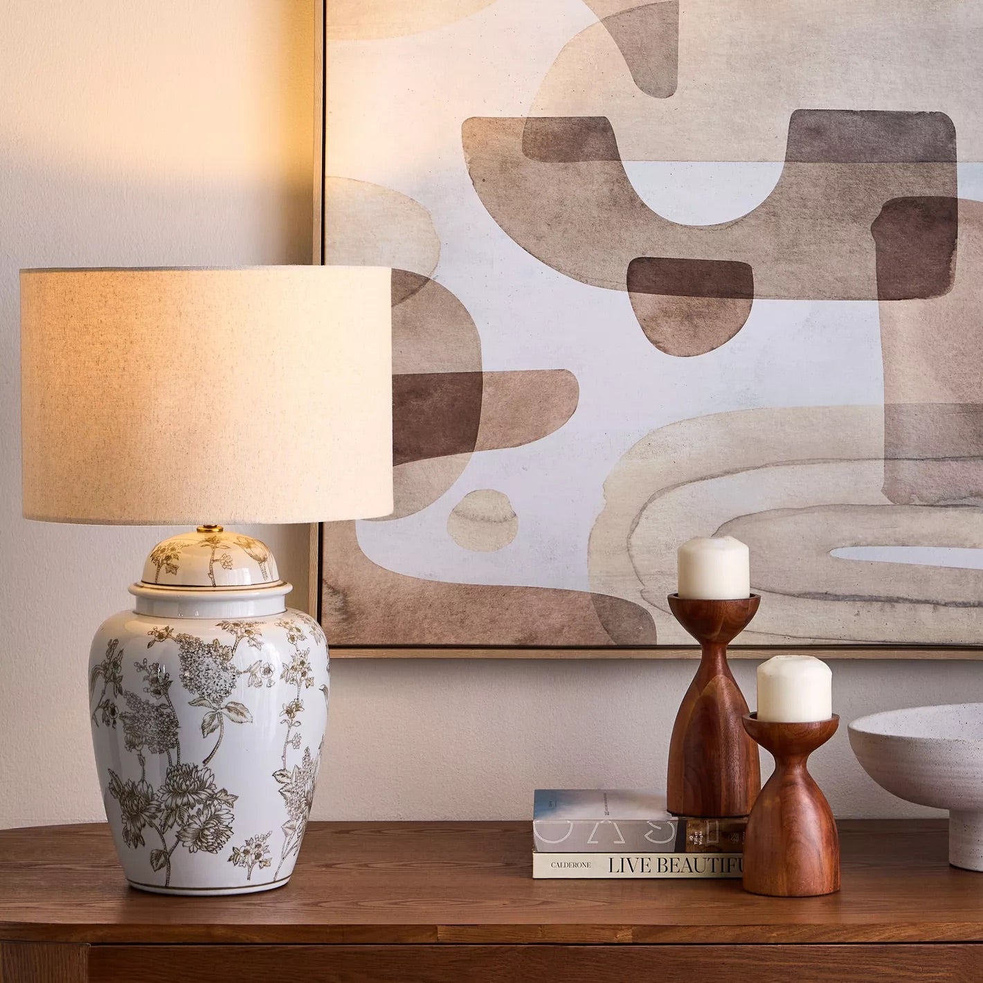 Orelix Ceramic Patterned Table Lamp, 63cm