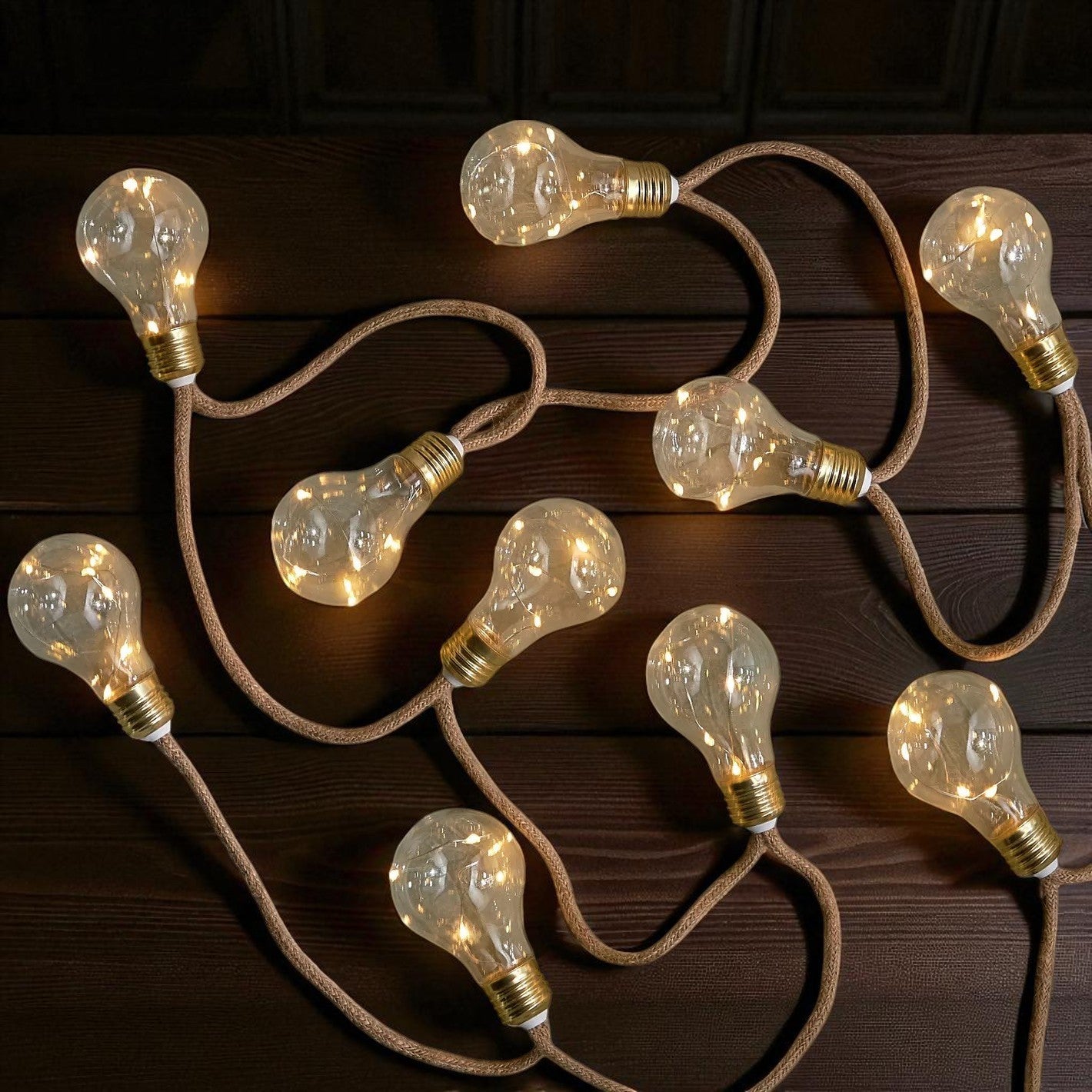 Vasta Bulb Design Warm LED Lights with Rope Style String, 19cm