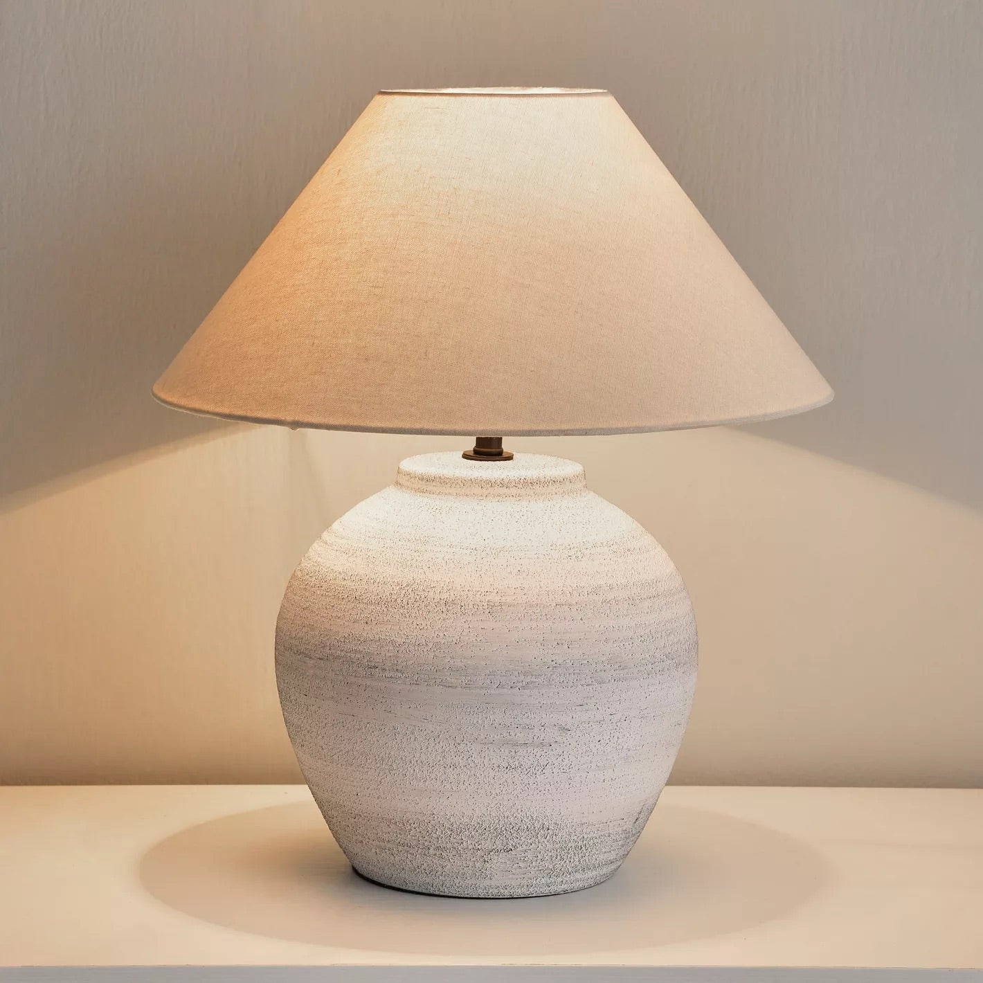 Vela White Ceramic Table Lamp, 44cm