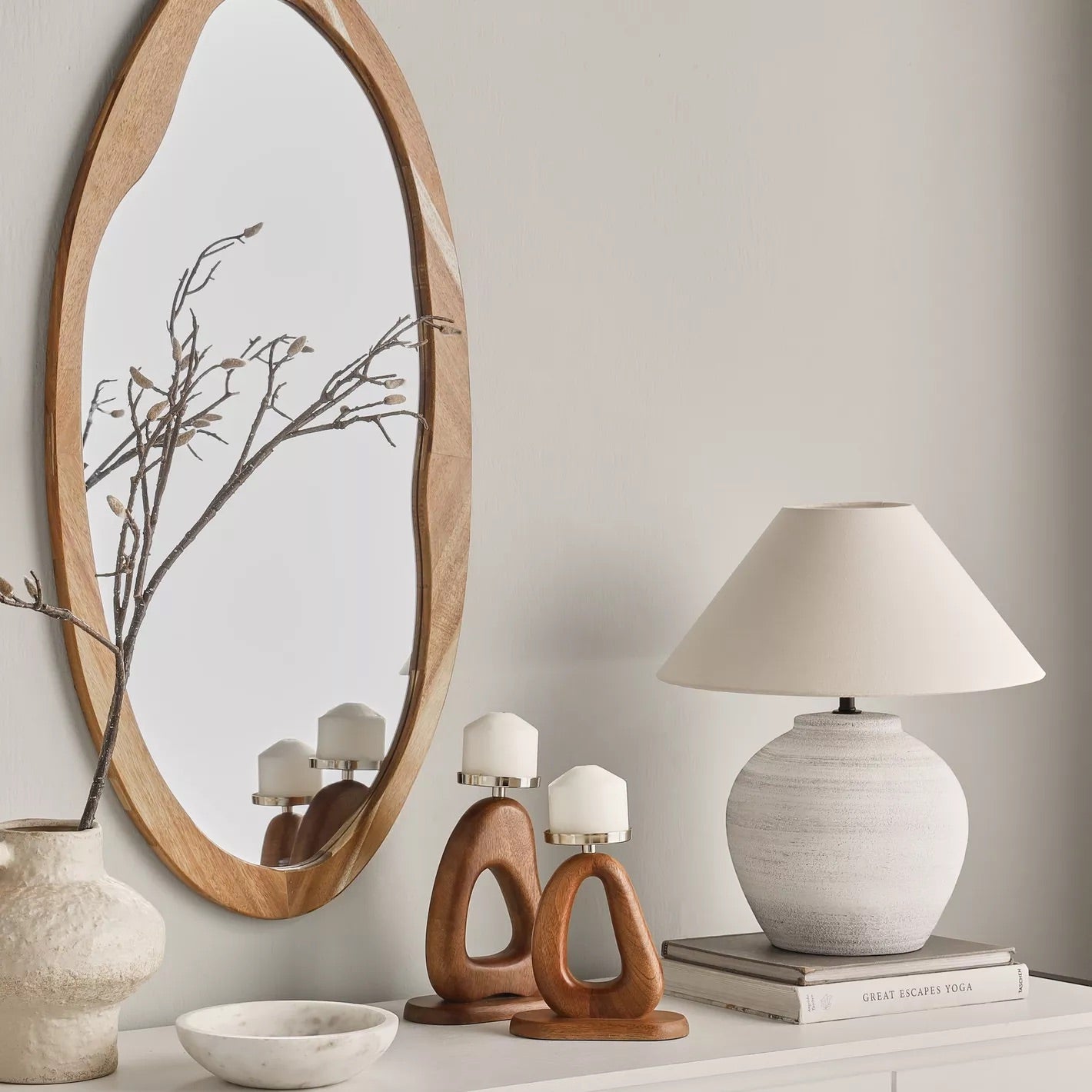Vela White Ceramic Table Lamp, 44cm