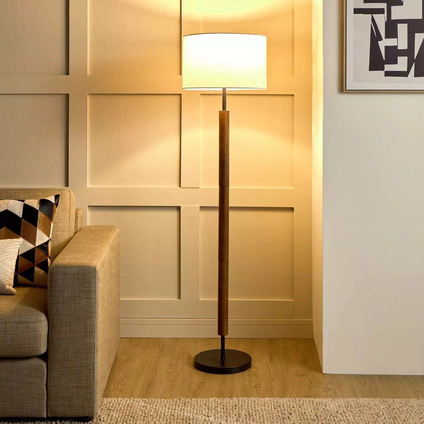 Zufo Brown Wooden Floor Lamp, 158cm