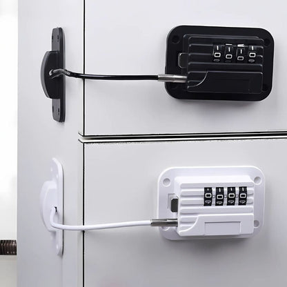 Refrigerator Door Lock with Adjustable Strap and Custom Password Code