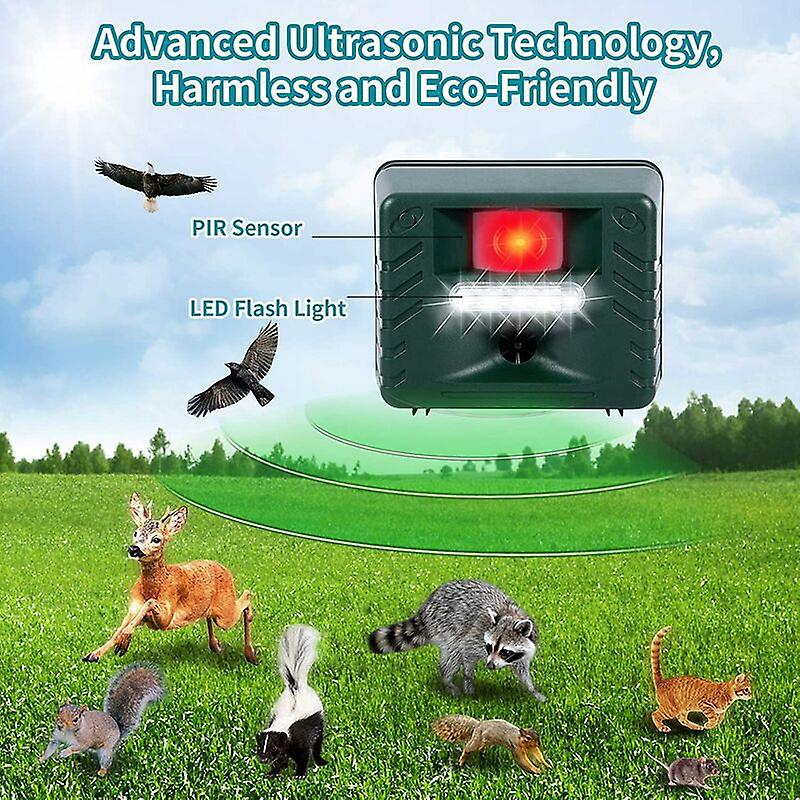Motion Activated Ultrasonic Bird Repeller with Solar Power and Flashing Lights