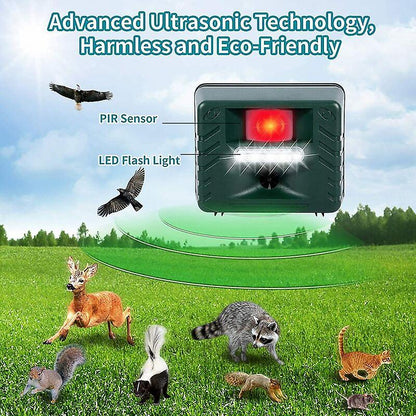 Motion Activated Ultrasonic Bird Repeller with Solar Power and Flashing Lights