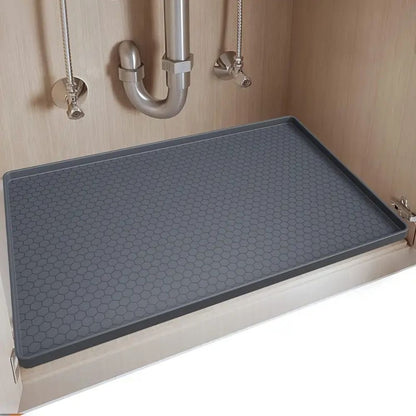 Silicone Under Sink Mat with Raised Edges and Non-Slip Surface, Trimmable
